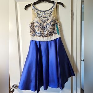 High neck Royal Blue Camille La Vie Prom Dress